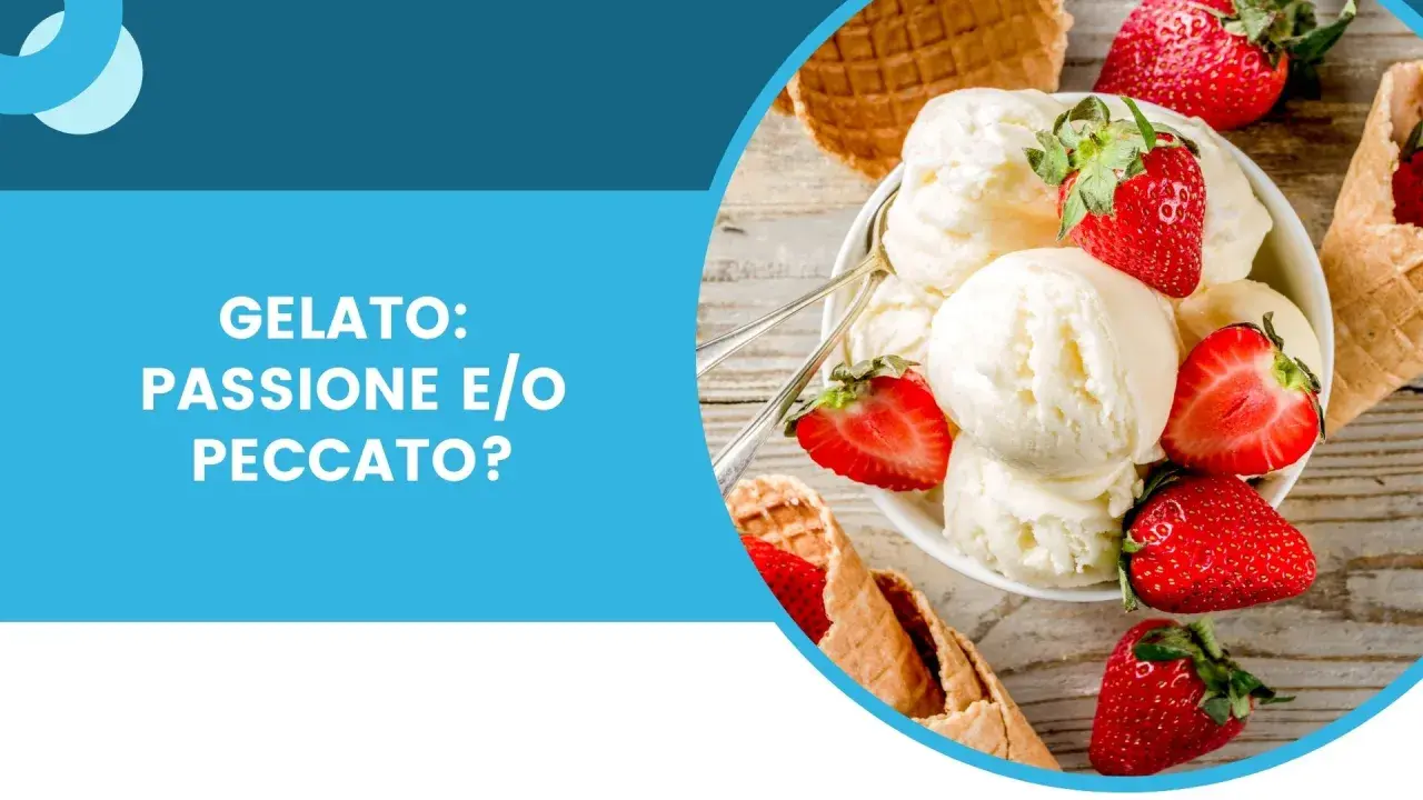 Coppa di gelato alla vaniglia con fragole fresche e coni croccanti. Il gelato fa ingrassare? Passione o peccato?