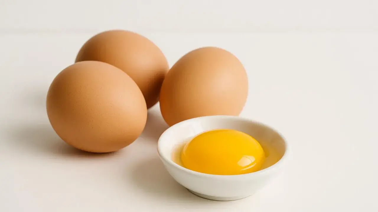 Tre uova intere e un tuorlo in una ciotolina. Quante uova a settimana per una dieta equilibrata?