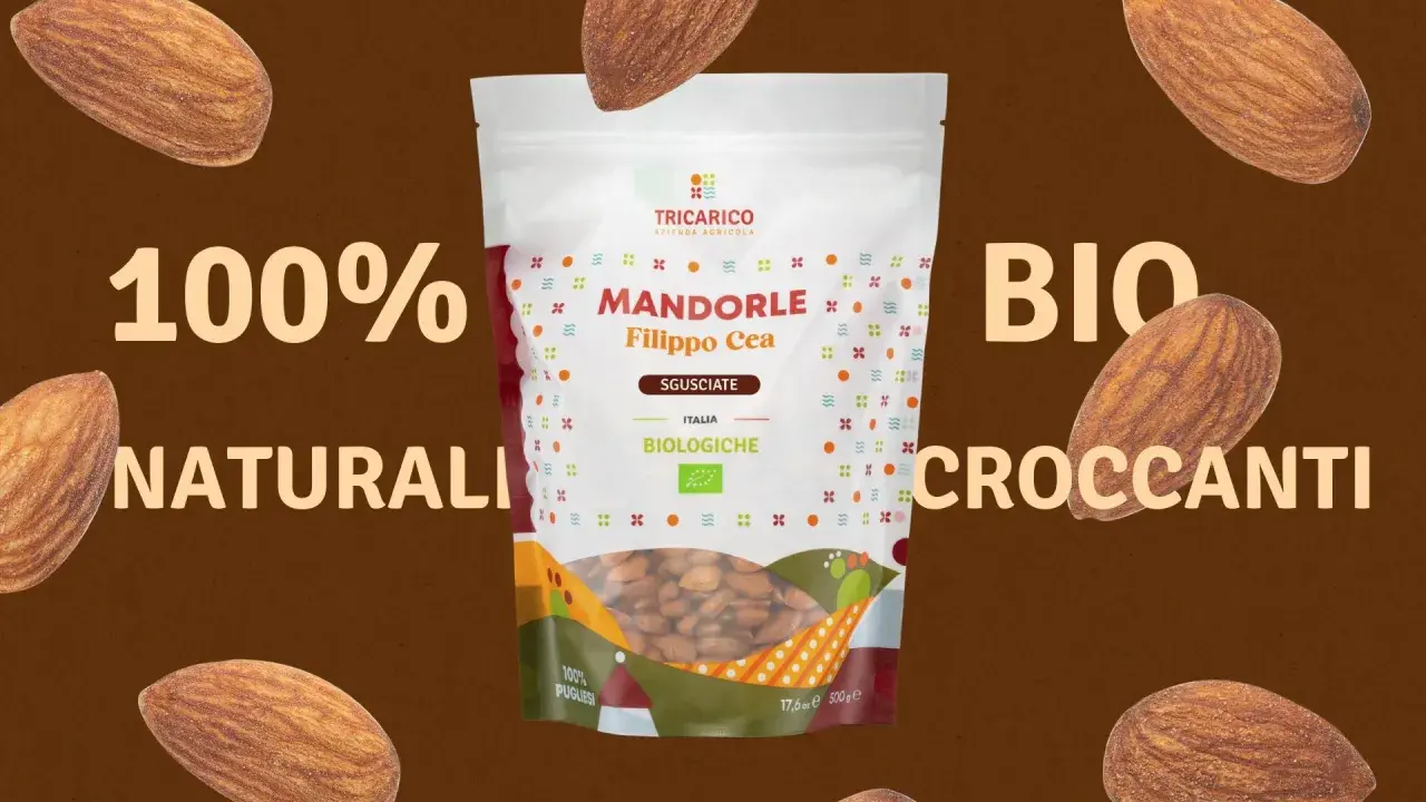 Mandorle biologiche Filippo Cea, 100% naturali e croccanti. Non temere, le mandorle fanno ingrassare solo se mangiate in quantità eccessive!