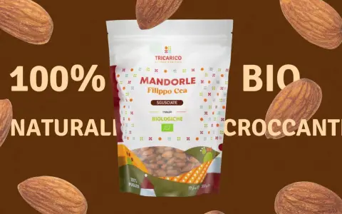 Mandorle biologiche Filippo Cea, 100% naturali e croccanti. Non temere, le mandorle fanno ingrassare solo se mangiate in quantità eccessive!