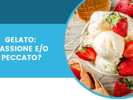 Coppa di gelato alla vaniglia con fragole fresche e coni croccanti. Il gelato fa ingrassare? Passione o peccato?