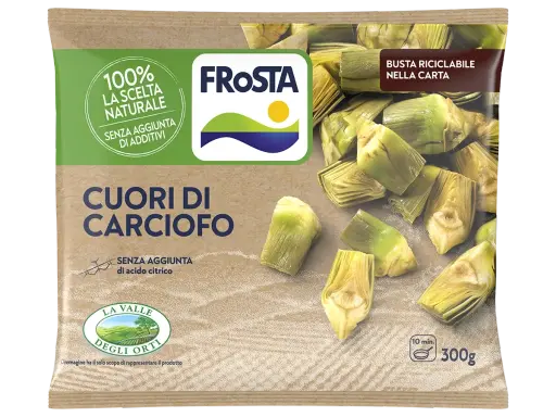 Cuori di carciofo surgelati Frosta, 100% naturali, senza additivi. Ideali per preparare gustosi piatti, scopri come congelare i carciofi per averli sempre pronti.