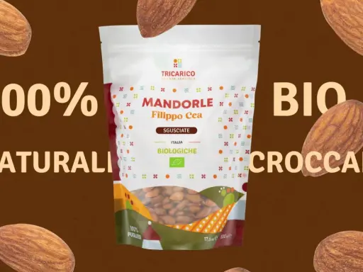 Mandorle biologiche Filippo Cea, 100% naturali e croccanti. Non temere, le mandorle fanno ingrassare solo se mangiate in quantità eccessive!