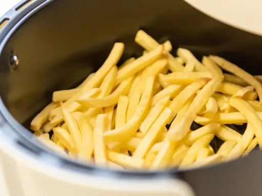 Patate dorate e croccanti pronte per essere gustate, appena uscite dalla friggitrice ad aria.