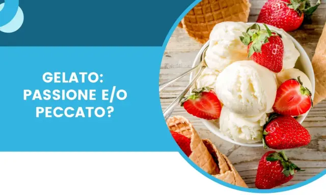Coppa di gelato alla vaniglia con fragole fresche e coni croccanti. Il gelato fa ingrassare? Passione o peccato?