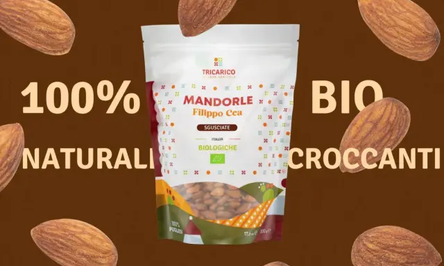 Mandorle biologiche Filippo Cea, 100% naturali e croccanti. Non temere, le mandorle fanno ingrassare solo se mangiate in quantità eccessive!
