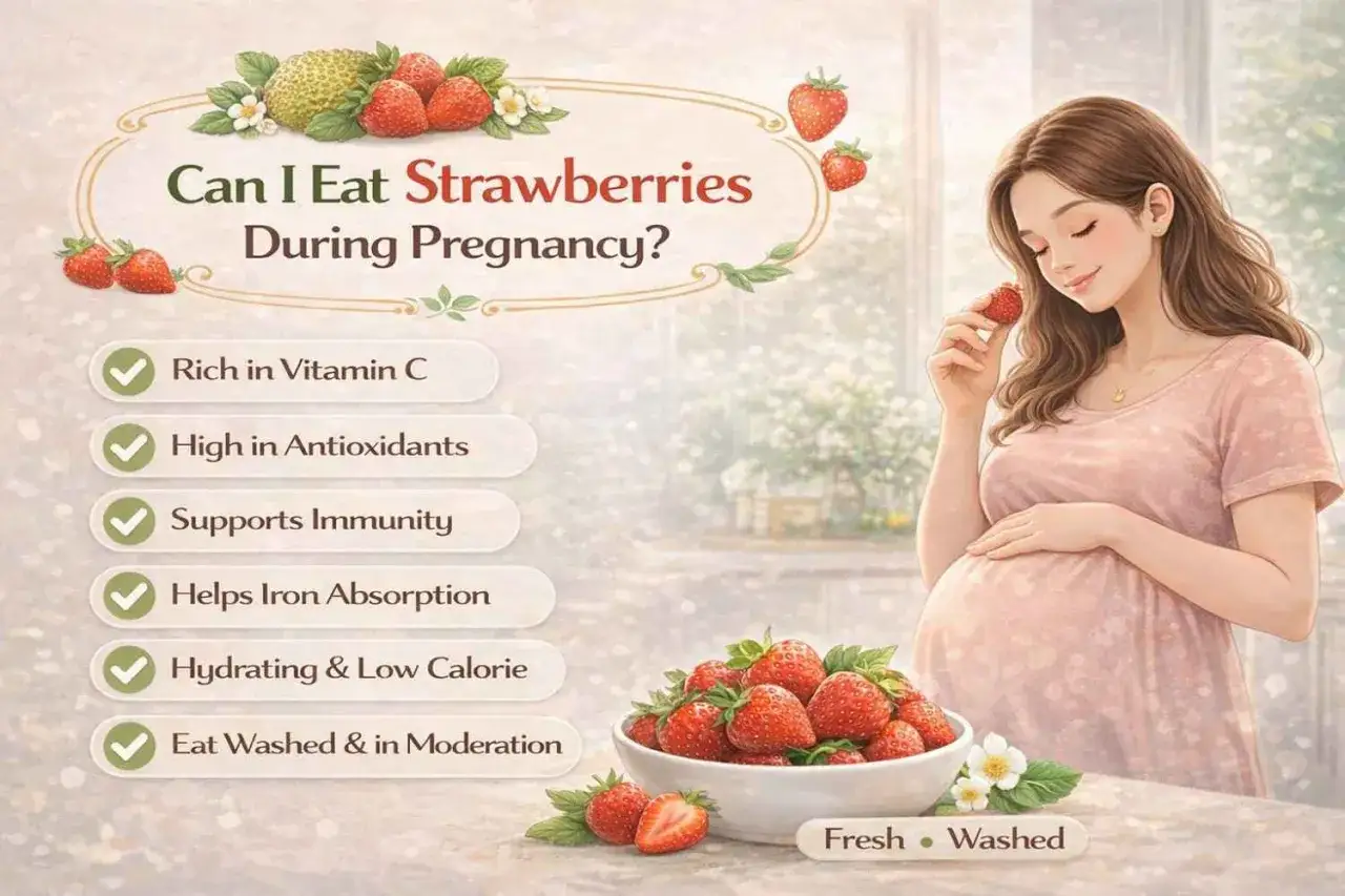 Dolce attesa: fragole in gravidanza, ricche di vitamina C e antiossidanti, ideali per supportare l'immunità e l'assorbimento del ferro.