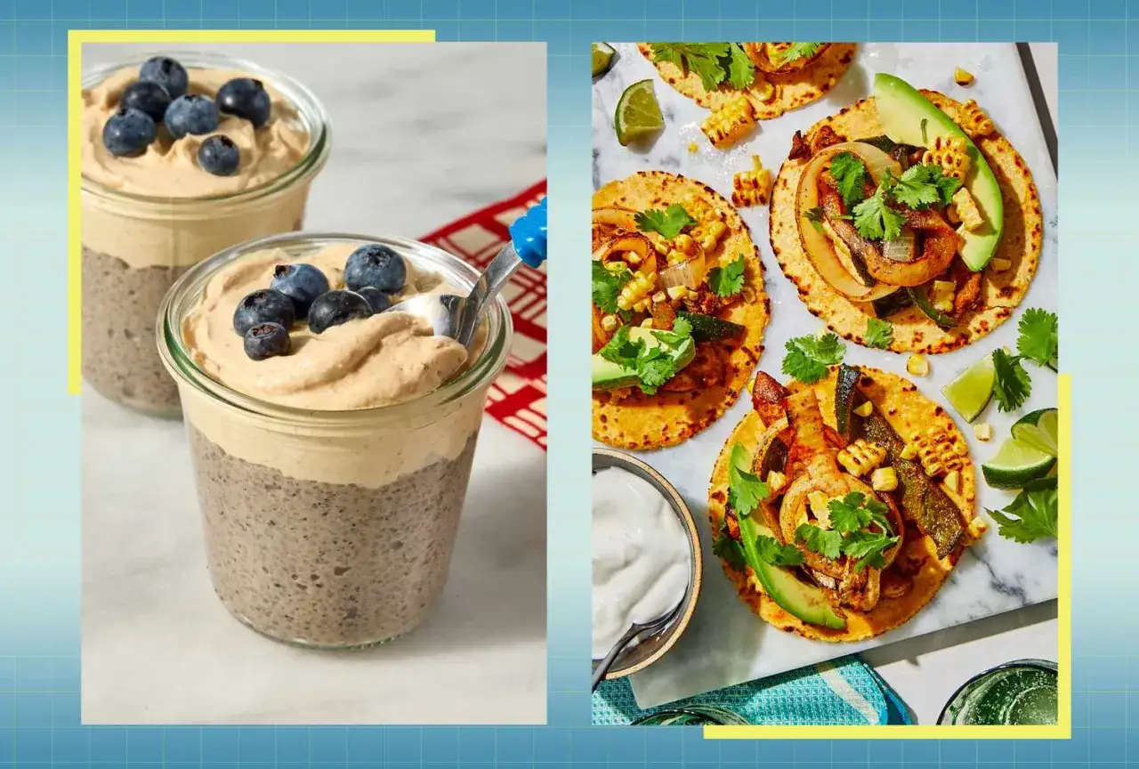 Budino di semi di chia con mirtilli e tacos vegetariani: un pasto gustoso per abbassare il colesterolo in 15 giorni.
