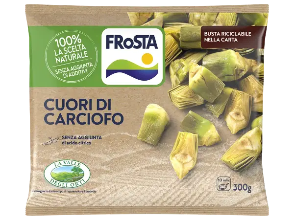 Cuori di carciofo surgelati Frosta, 100% naturali, senza additivi. Ideali per preparare gustosi piatti, scopri come congelare i carciofi per averli sempre pronti.